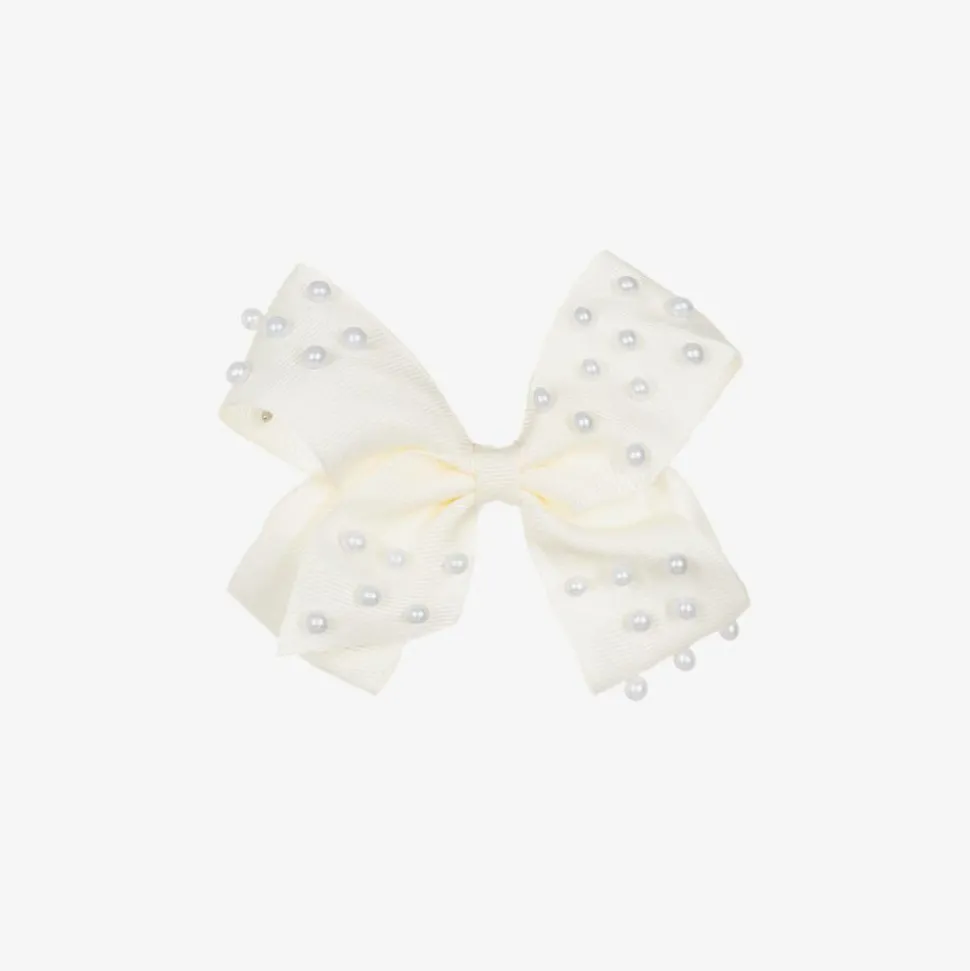 Girls Ivory Bow Hair Clip (11cm)