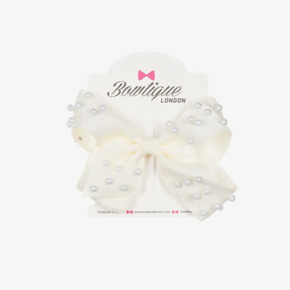 Girls Ivory Bow Hair Clip (11cm)