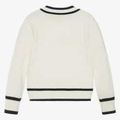 Girls Ivory Cotton & Cashmere Knit Sweater