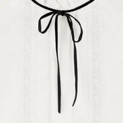 Girls Ivory Cotton & Lace Blouse