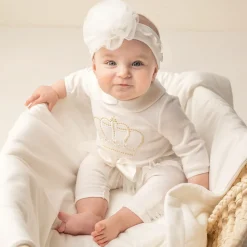 Girls Ivory Cotton & Tulle Leggings Set