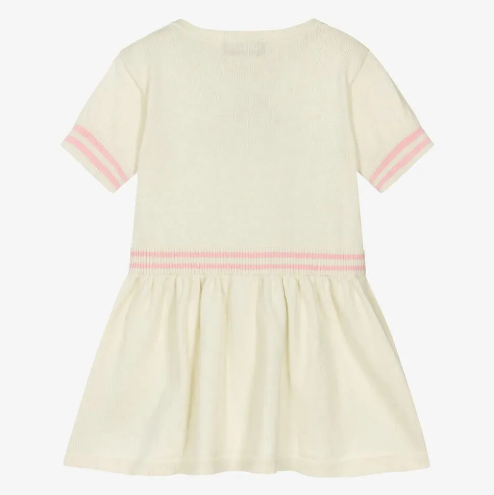 Girls Ivory Cotton & Wool Knit Dress