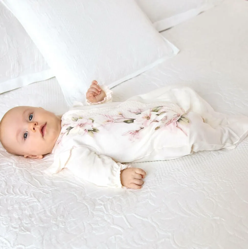 Girls Ivory Cotton Babygrow Set