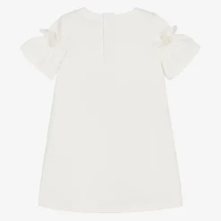 Girls Ivory Cotton Bag Print Dress