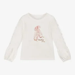 Girls Ivory Cotton Ballet Shoes Top