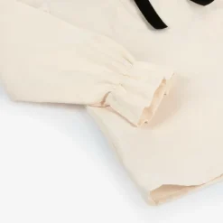 Girls Ivory Cotton Bow Collar Blouse