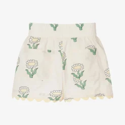 Girls Ivory Cotton Daisy Shorts