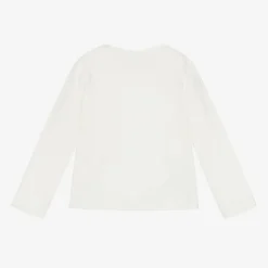 Girls Ivory Cotton Diamanté Top