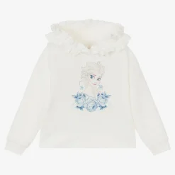 Girls Ivory Cotton Disney Hoodie