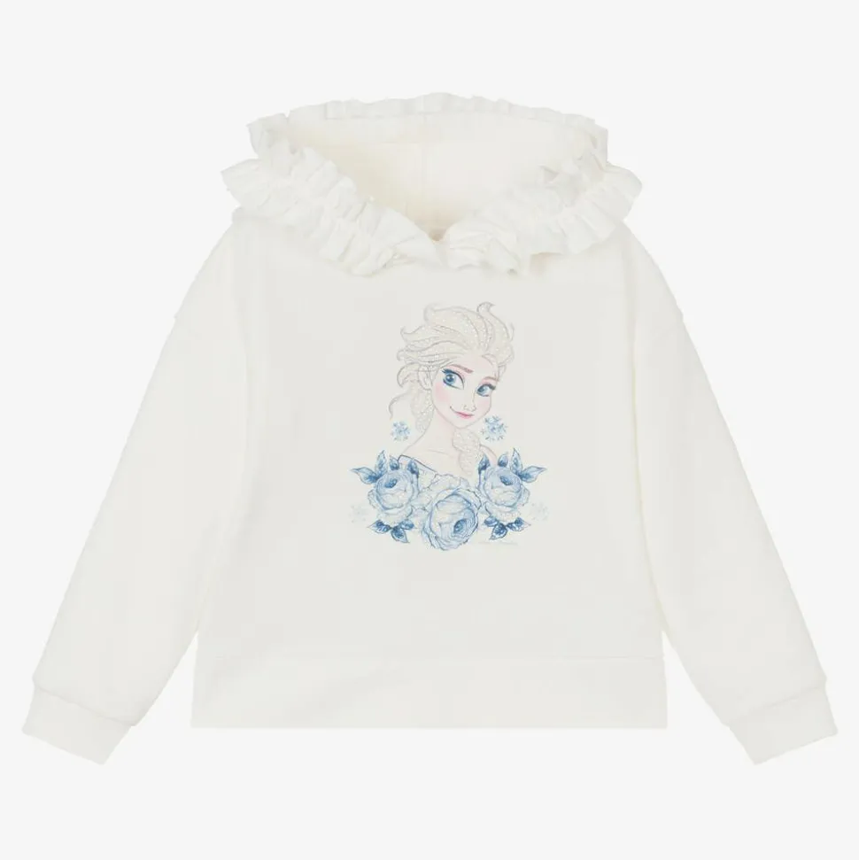 Girls Ivory Cotton Disney Hoodie