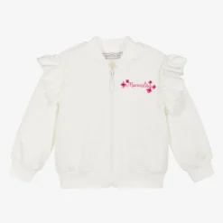 Girls Ivory Cotton Disney Zip-Up Top