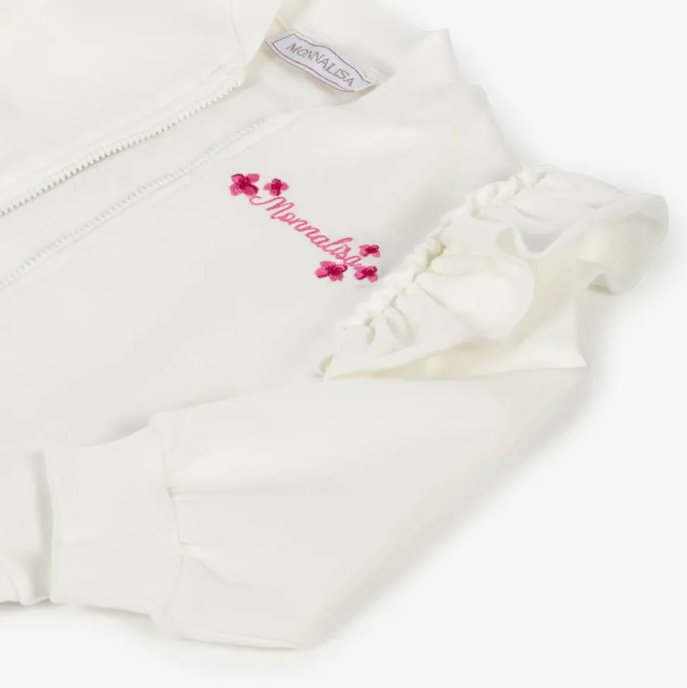 Girls Ivory Cotton Disney Zip-Up Top