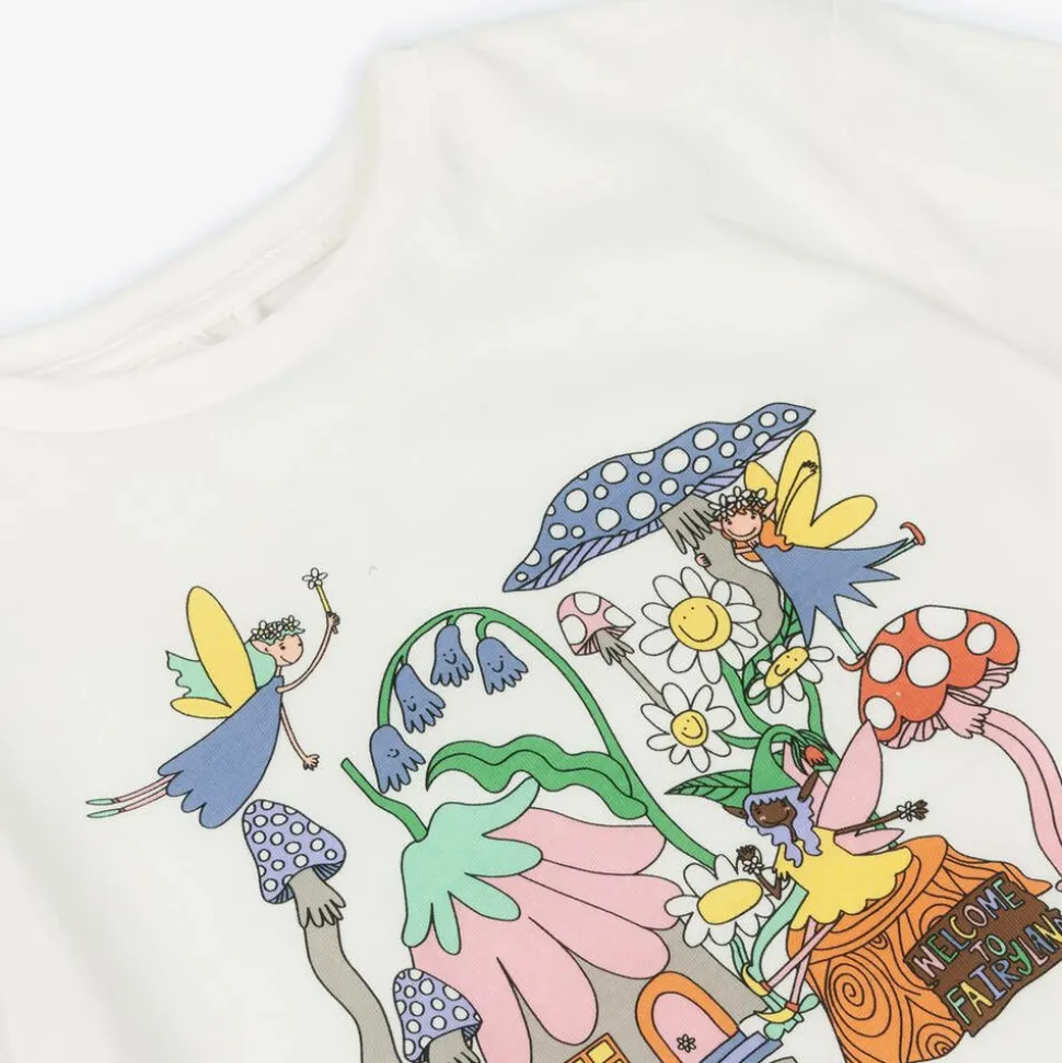 Girls Ivory Cotton Fairyland T-Shirt