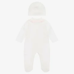 Girls Ivory Cotton Floral Babysuit Set