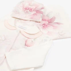 Girls Ivory Cotton Floral Babysuit Set