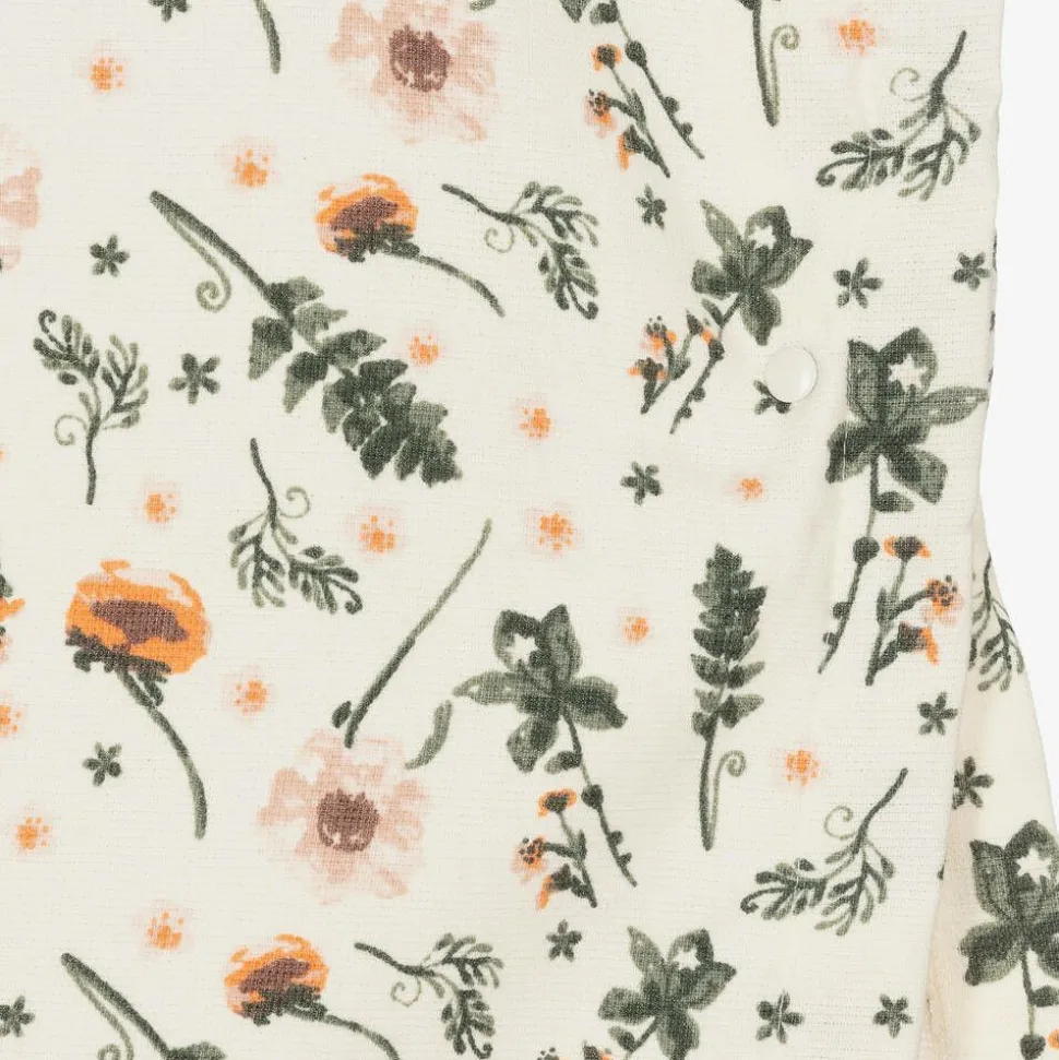 Girls Ivory Cotton Floral Poncho Towel