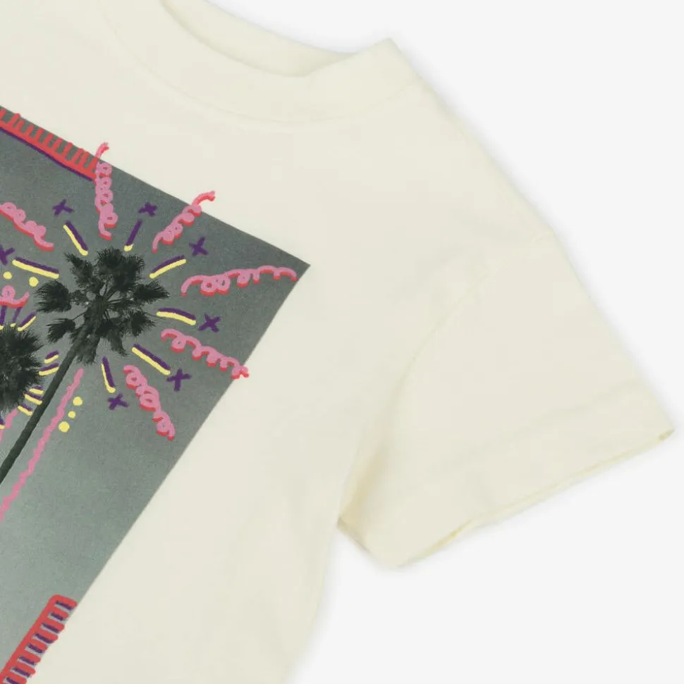 Girls Ivory Cotton Graphic T-Shirt