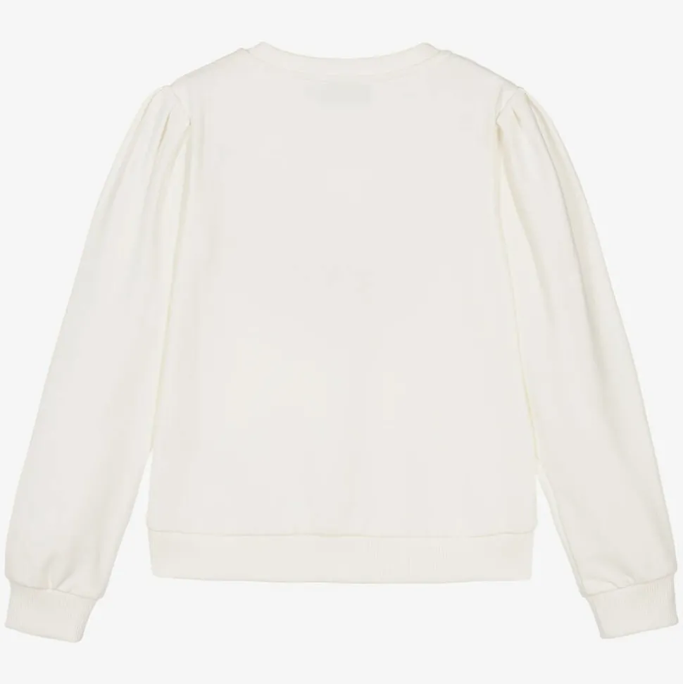 Girls Ivory Cotton Heart Print Sweatshirt