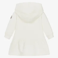 Girls Ivory Cotton Hooded Dress