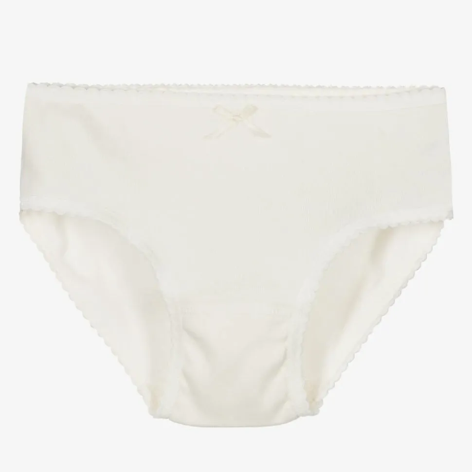 Girls Ivory Cotton Knickers