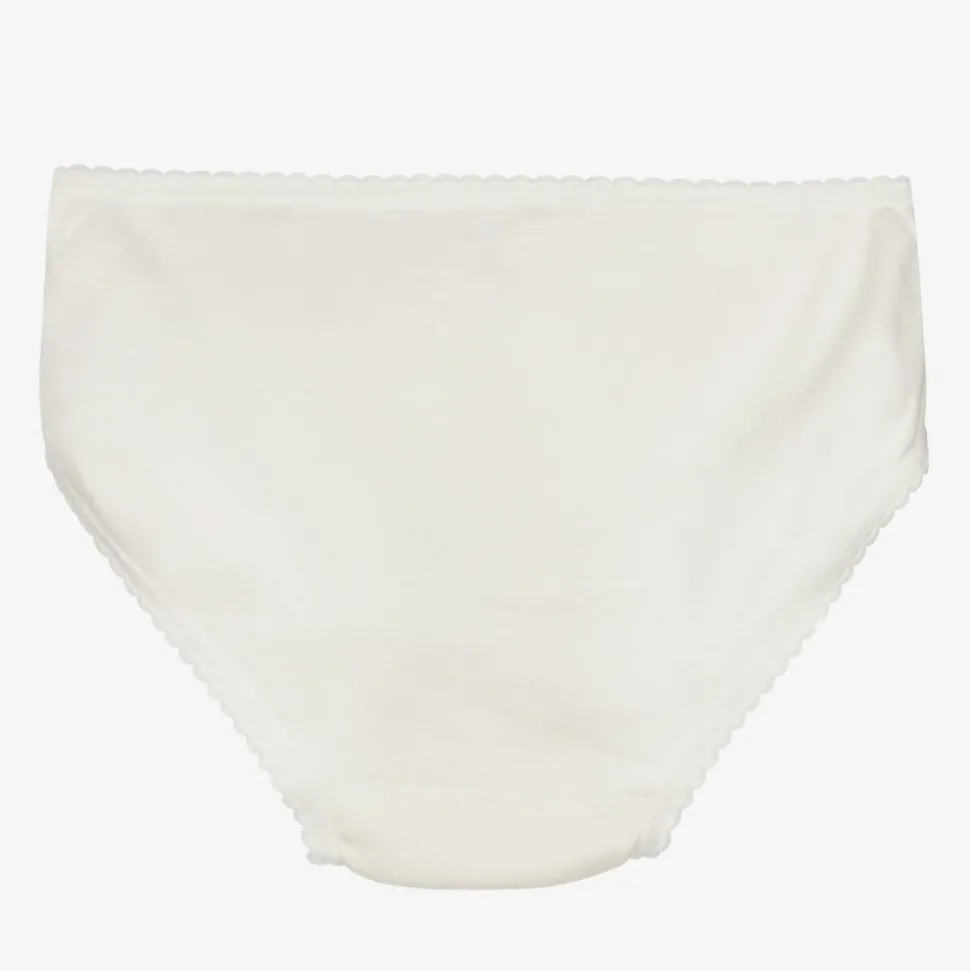 Girls Ivory Cotton Knickers
