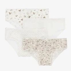 Girls Ivory Cotton Knickers (4 Pack)
