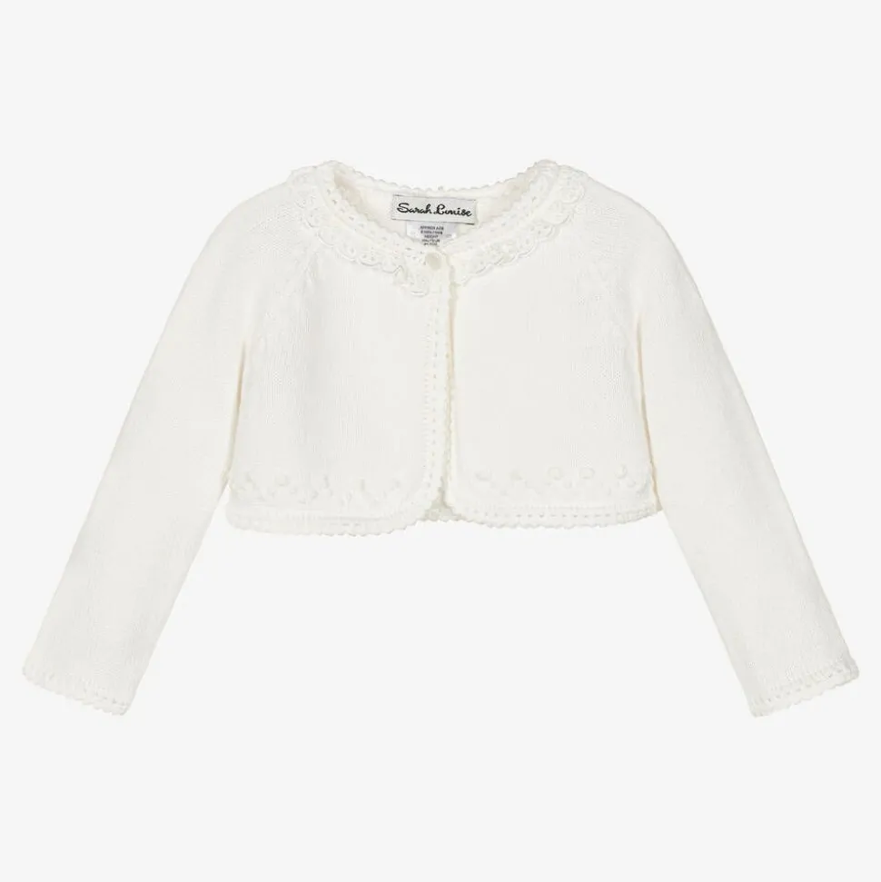 Girls Ivory Cotton Knit Bolero Cardigan