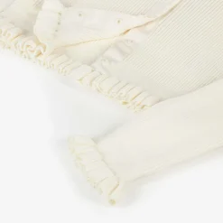 Girls Ivory Cotton Knit Cardigan