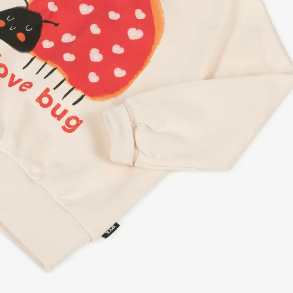 Girls Ivory Cotton Ladybird Sweatshirt