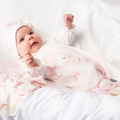 Girls Ivory Cotton Peacock Babysuit Set