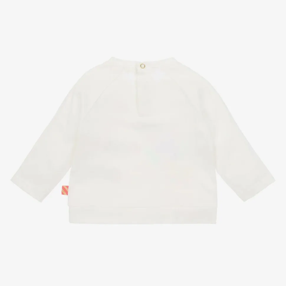 Girls Ivory Cotton Sequin Top