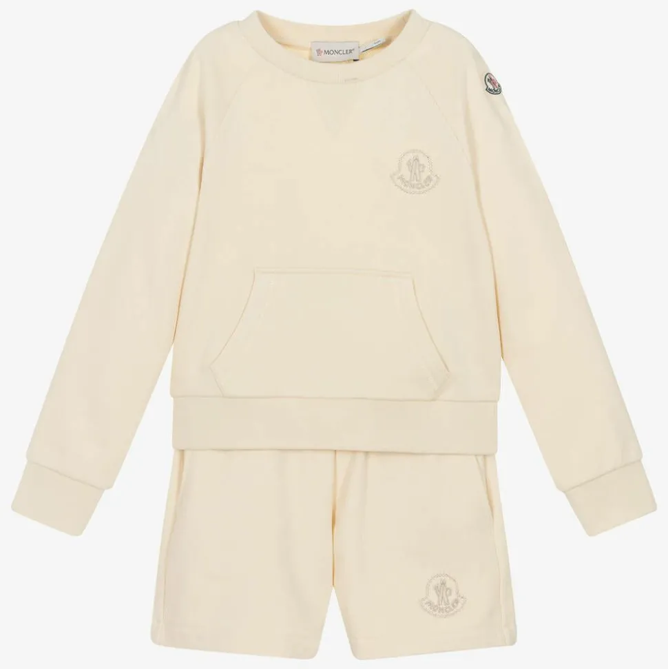 Girls Ivory Cotton Short Tracksuit