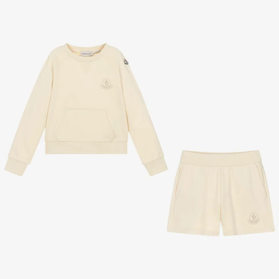 Girls Ivory Cotton Short Tracksuit