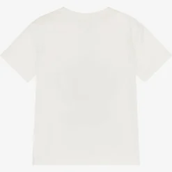 Girls Ivory Cotton Star Fringe T-Shirt