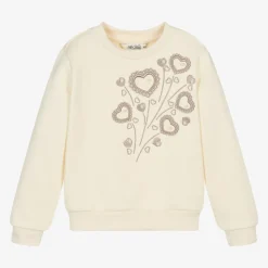 Girls Ivory Cotton Sweatshirt