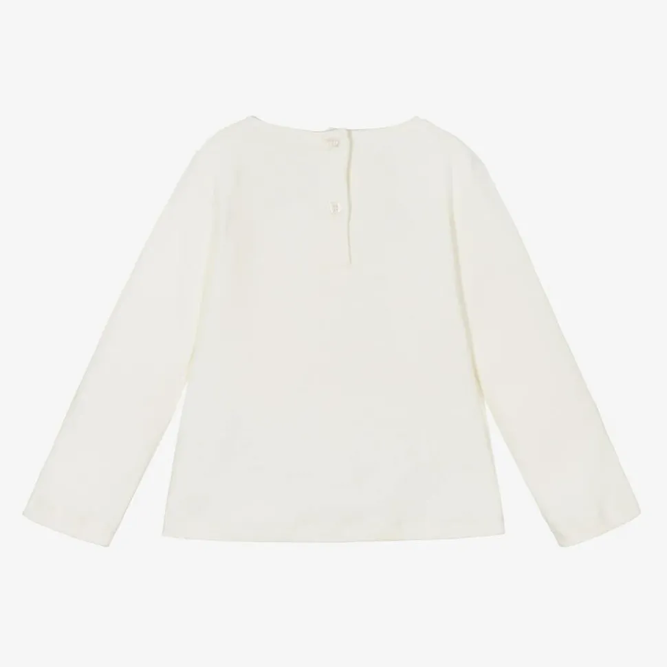 Girls Ivory Cotton Teddy Top