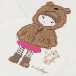 Girls Ivory Cotton Teddy Top