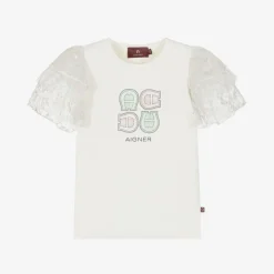 Girls Ivory Cotton T-Shirt