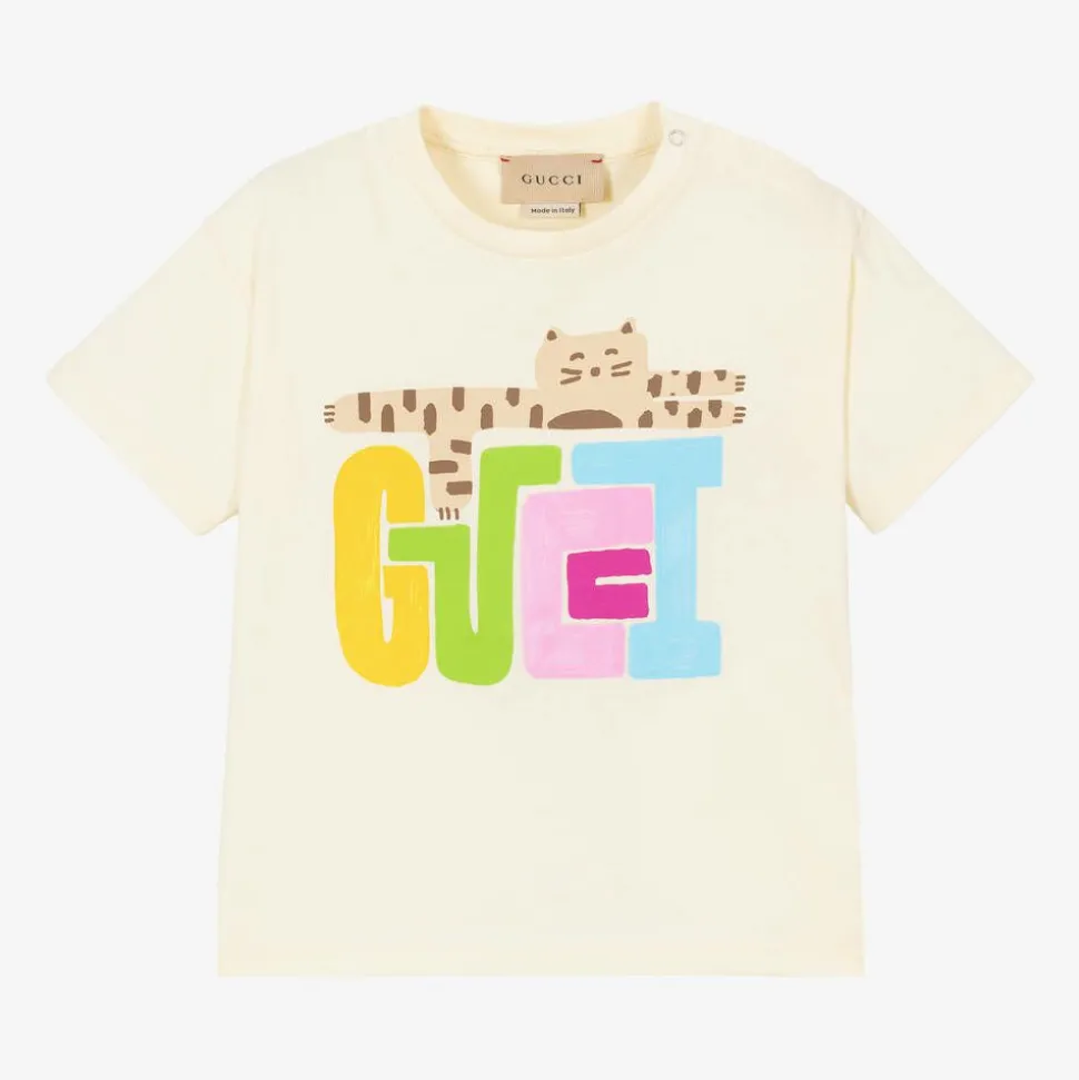 Girls Ivory Cotton T-Shirt