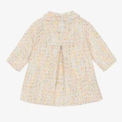 Girls Ivory Cotton Tweed Coat