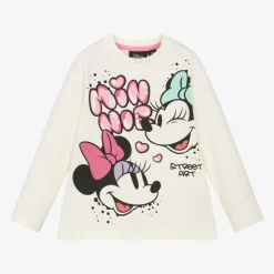 Girls Ivory Disney Print Cotton Top