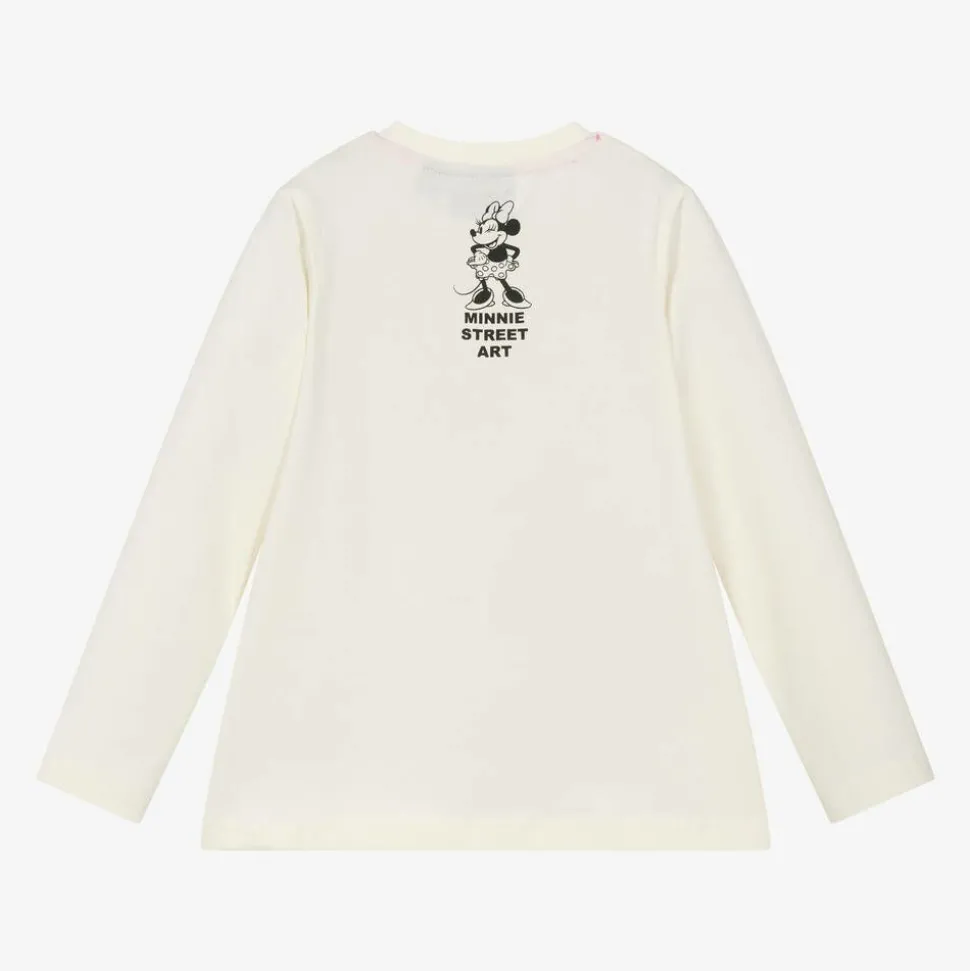 Girls Ivory Disney Print Cotton Top