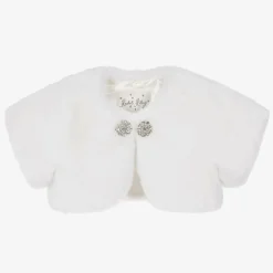 Girls Ivory Faux Fur Bolero Jacket