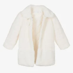 Girls Ivory Faux Fur Coat & Hat Set