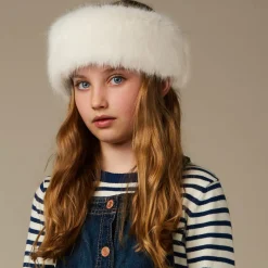 Girls Ivory Faux Fur Headband