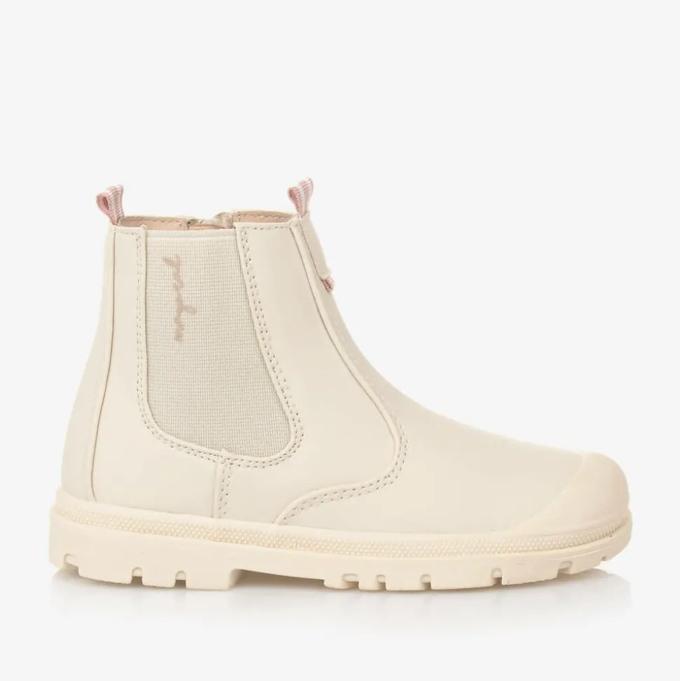 Girls Ivory Faux Leather Chelsea Boots