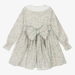 Girls Ivory Floral Print Cotton Dress