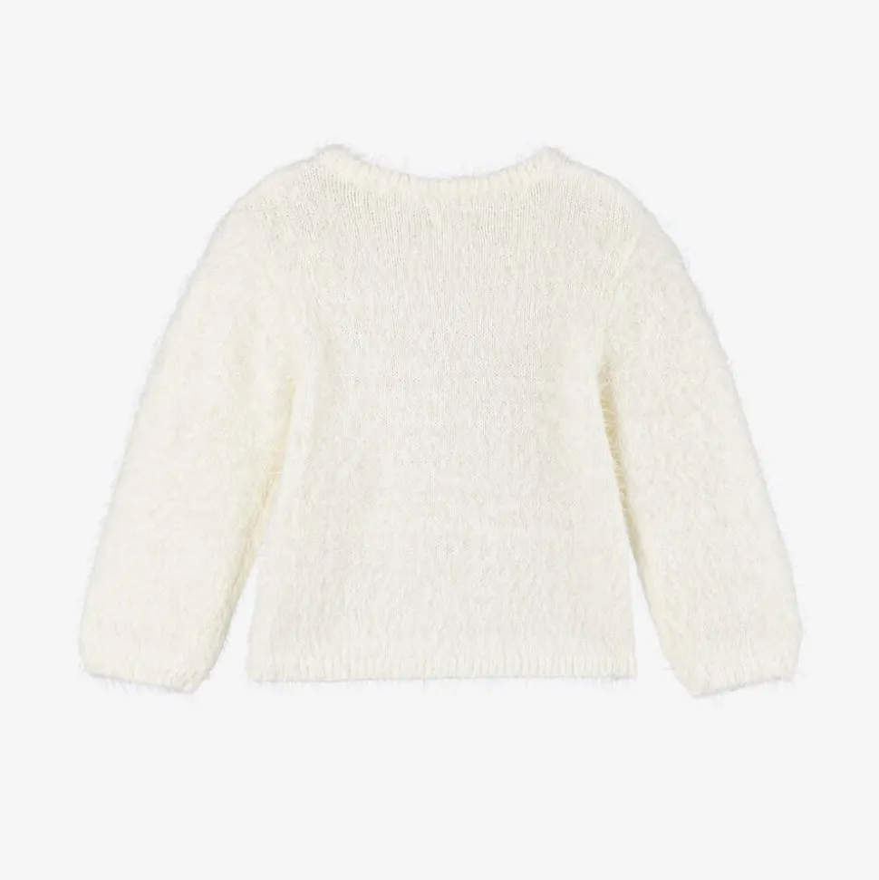 Girls Ivory Fluffy Knit Jumper