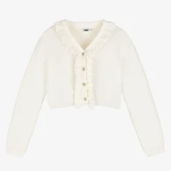 Girls Ivory Frill Cardigan