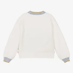 Girls Ivory Glittery Hearts Sweater